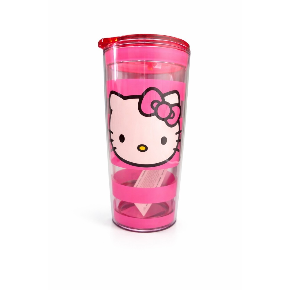 Hello Kitty Pink Plastic Tumbler Cup Withβ Lid Sanrio Licensed New